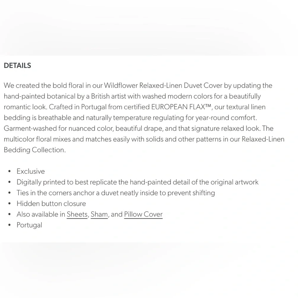 Garnet Hill Relaxed-Linen Duvet Covet - King/Cal King - Picture 8 of 12